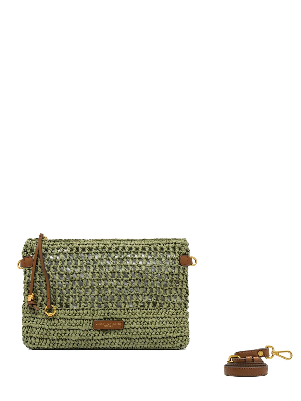 GIANNI CHIARINI small Nefeli crochet zip pouch bag - Verde
