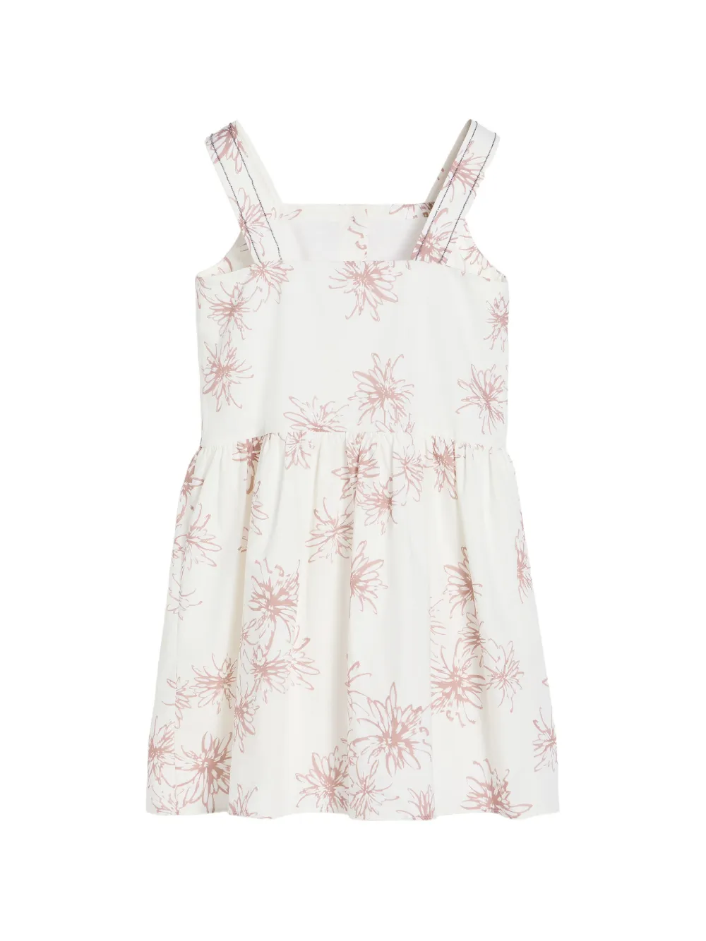 Brunello Cucinelli Kids Katoenen popeline jurk met monili print Wit