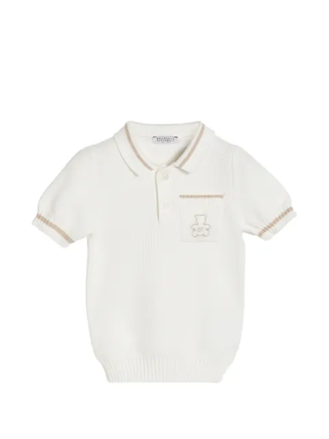 Brunello Cucinelli Kids cotton honeycomb stitch knit Baby Bernie polo shirt