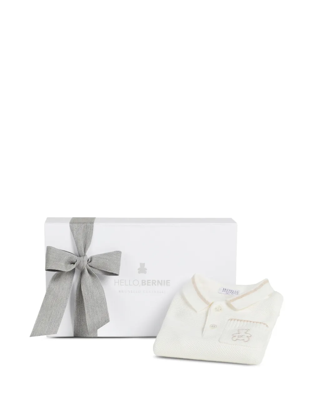 Brunello Cucinelli Kids Baby Bernie katoenen poloshirt met honingraat stiksel Beige