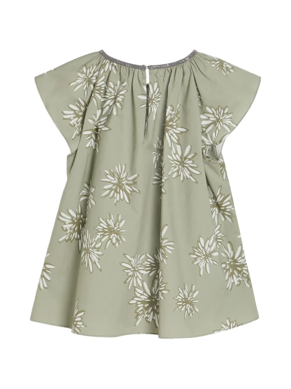 Brunello Cucinelli Kids Katoenen popeline top met print Groen