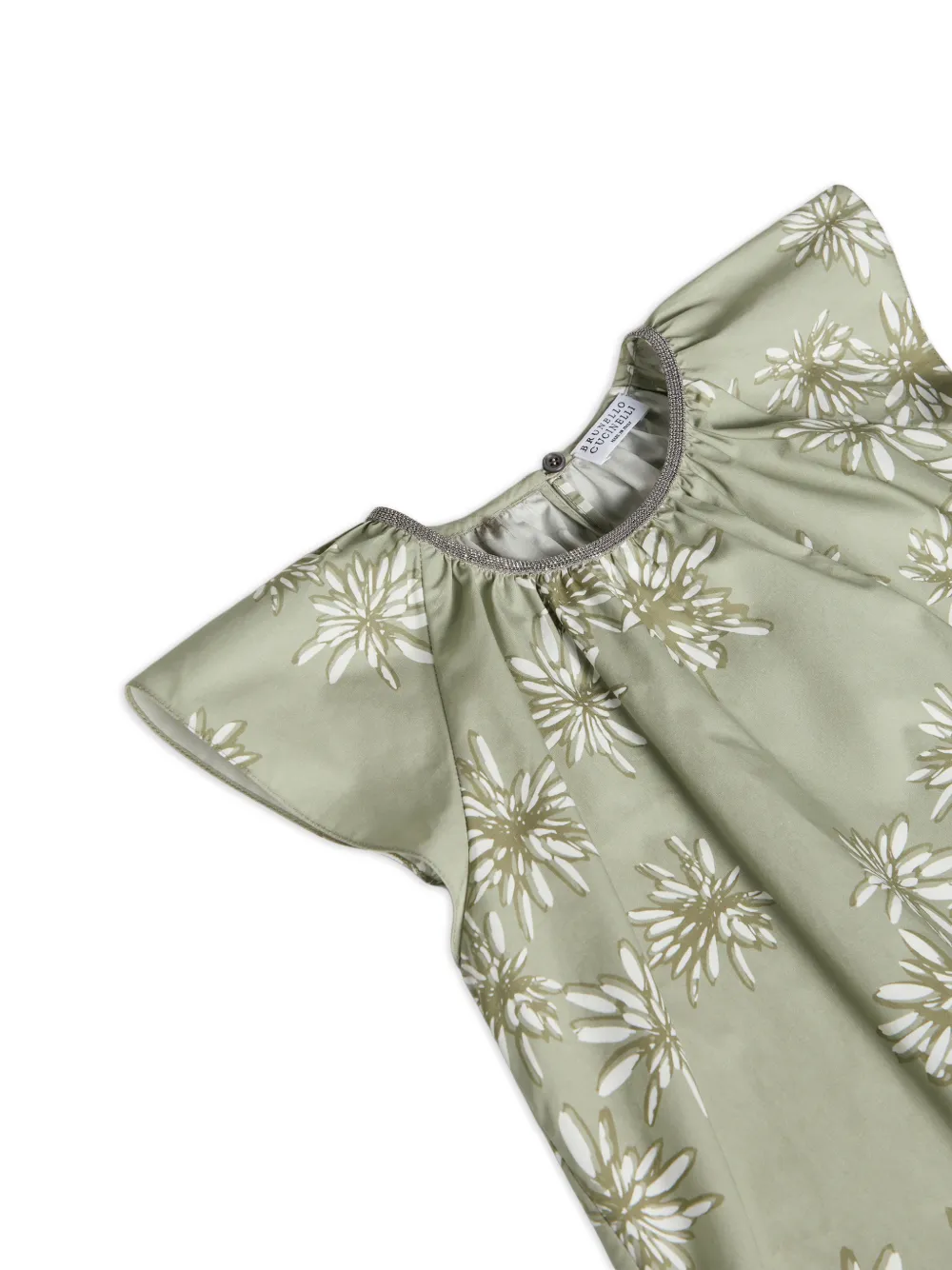 Brunello Cucinelli Kids Katoenen popeline top met print Groen