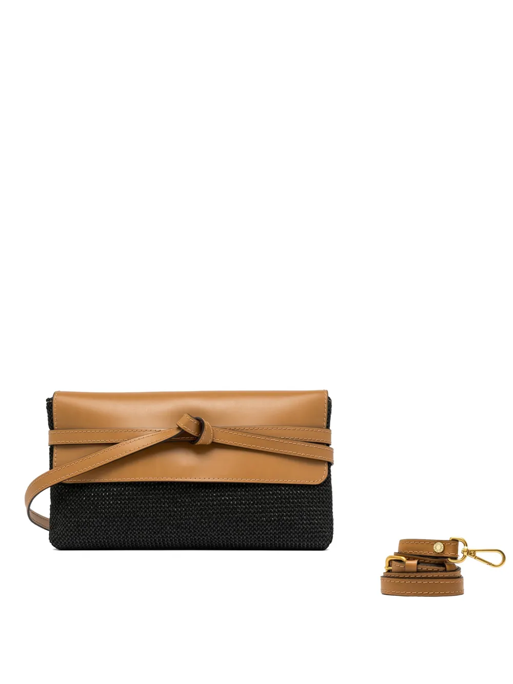 GIANNI CHIARINI Belty knotted leather-trim shoulder bag - Nero