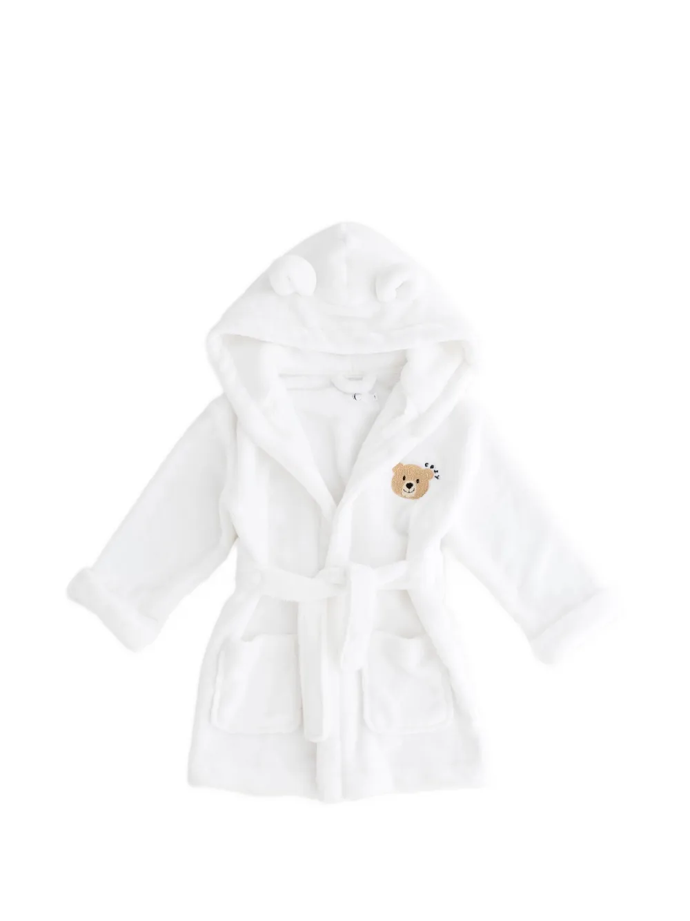 Cozy Crew Club bear-ear hooded robe - Bianco