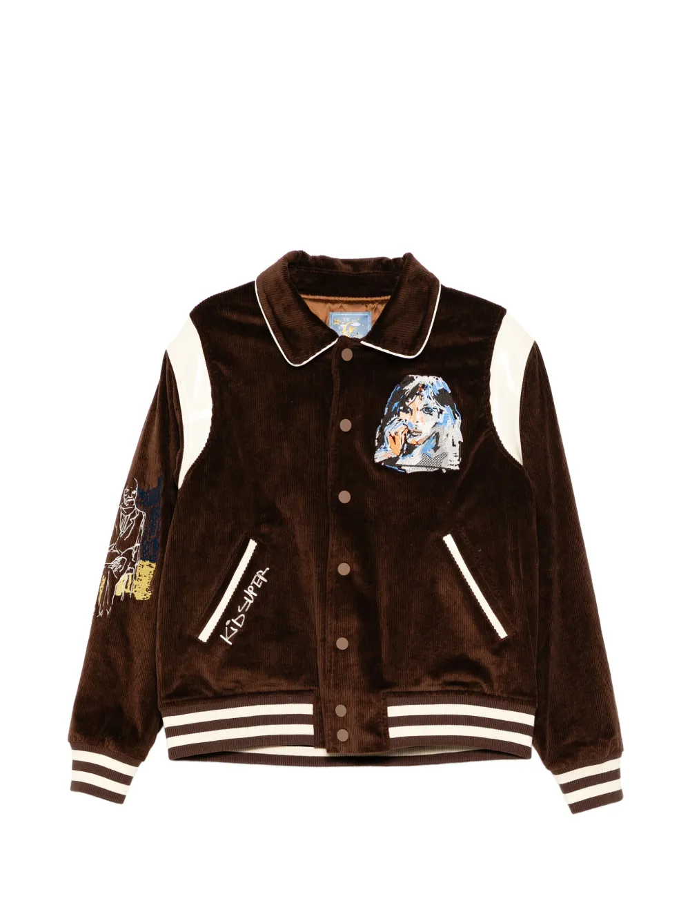 KidSuper face embroidered jacket - Brown