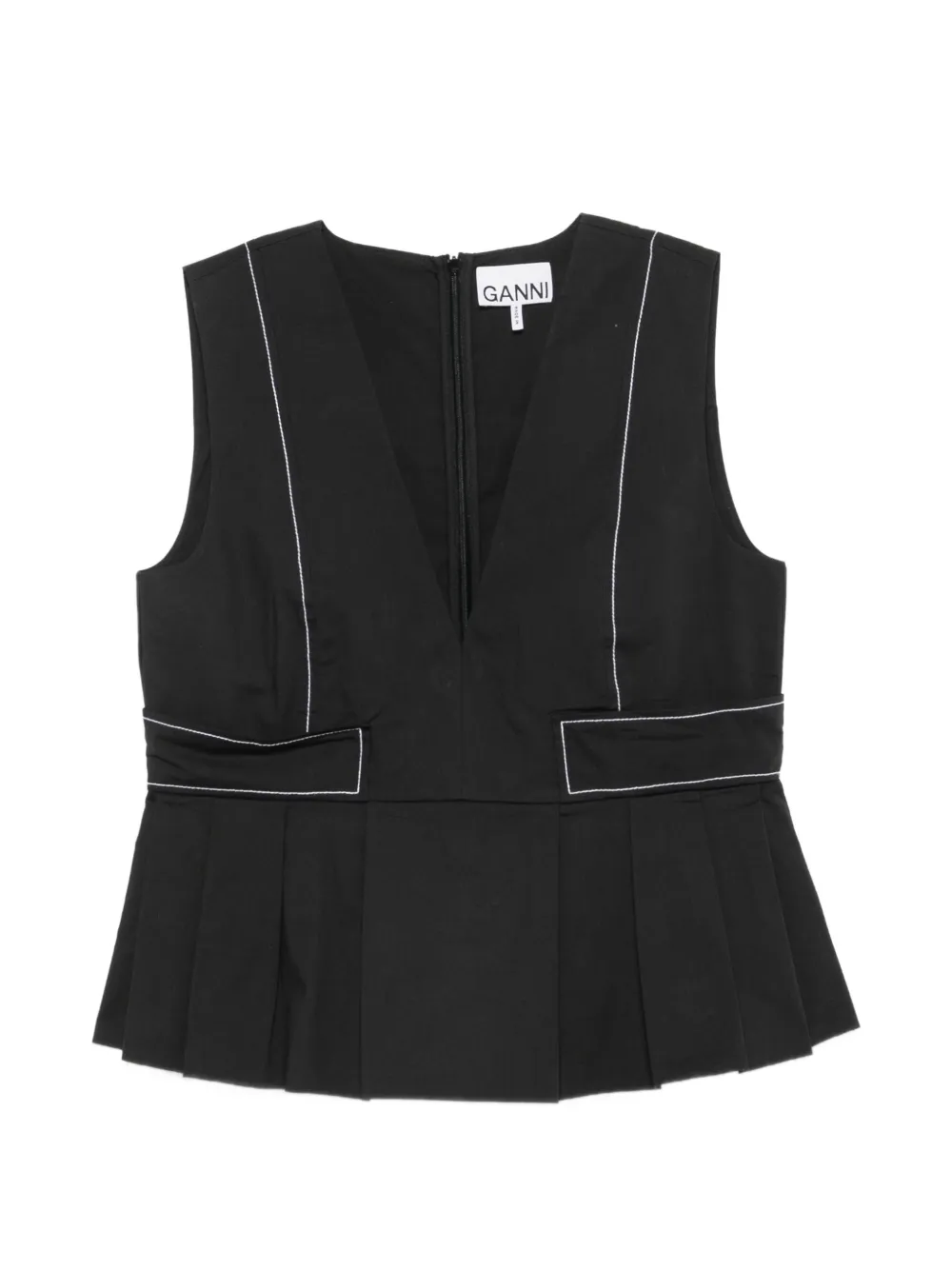 GANNI contrast-stitch blouse - Nero