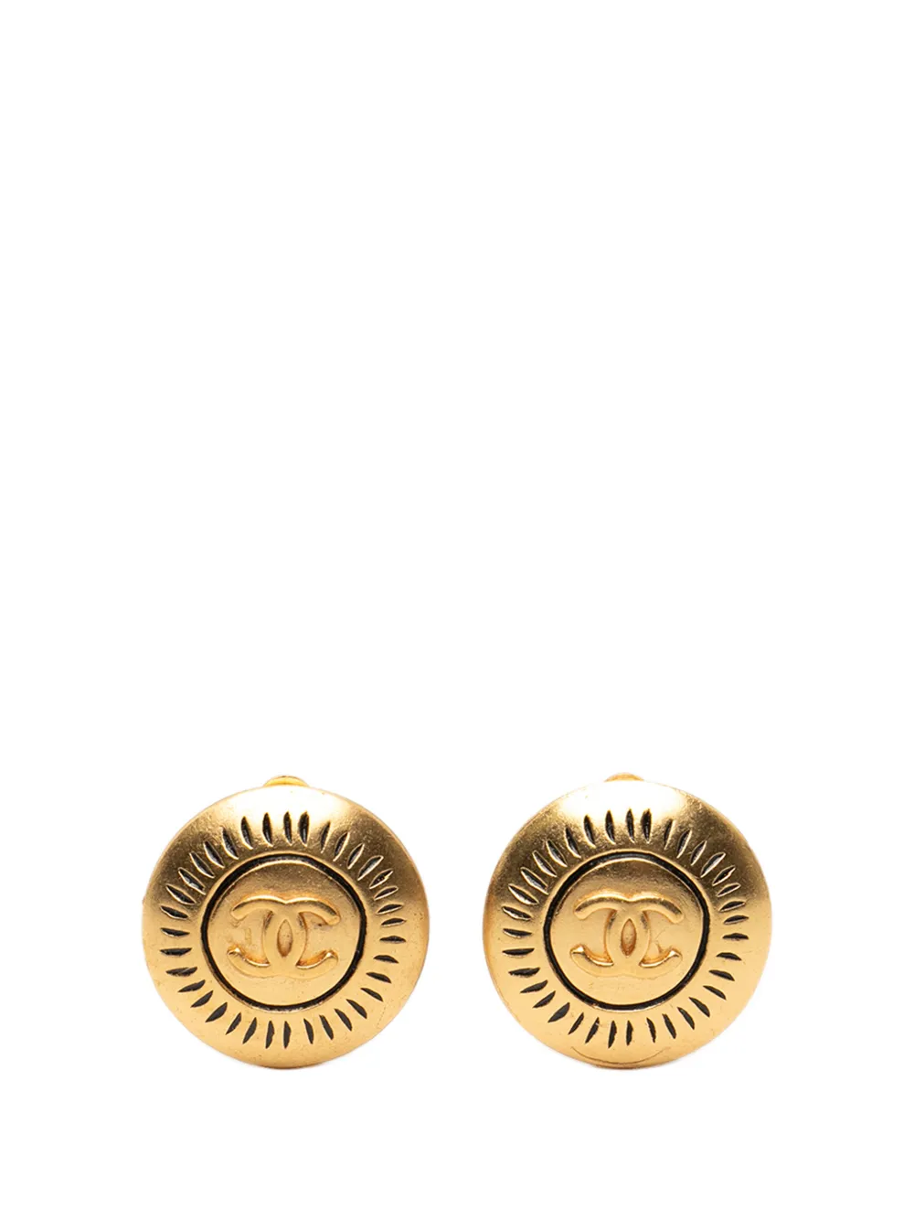 CHANEL Pre-Owned 1996 CC Gold Plated Round Clip On Earrings costume earrings - Oro