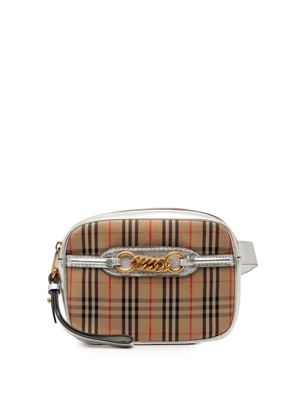 Burberry Pre-Owned 2012-2025 Haymarket Check Canvas 1983 Link belt bag - Argento