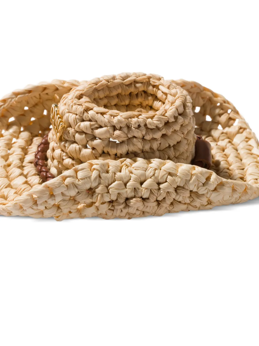 Miu Sleutelhanger van raffia en leer Beige