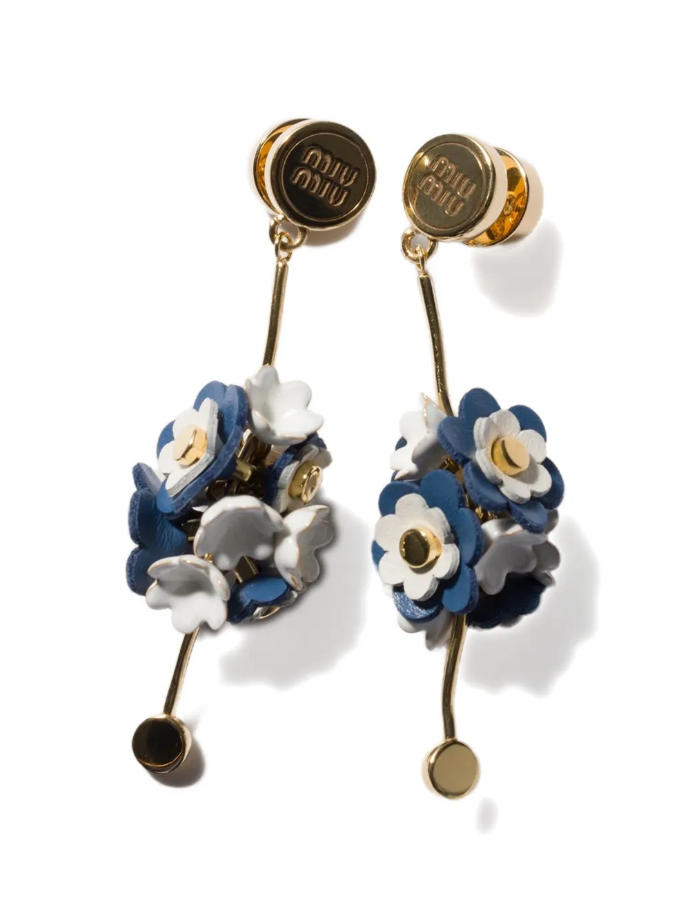 Miu Miu metal and leather earrings - Gold