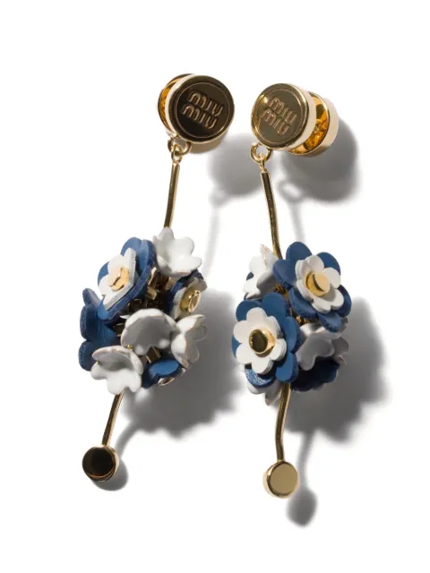 Miu Miu aretes de metal y piel