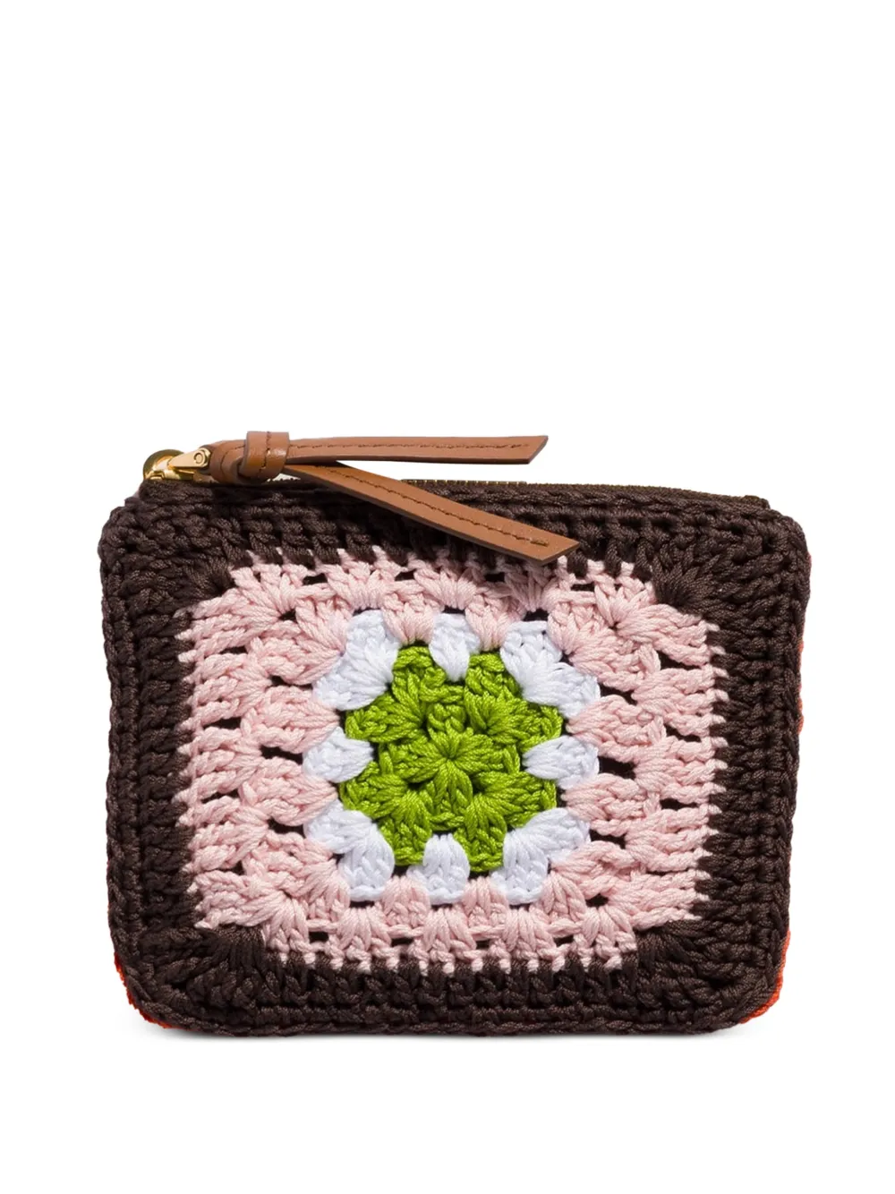 Miu Miu Pouch all'uncinetto con zip - Marrone