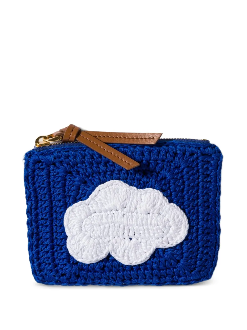 Miu Miu Pouch all'uncinetto con zip - Blu
