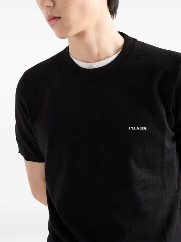 Prada Cotton crew-neck Sweater | Black | FARFETCH