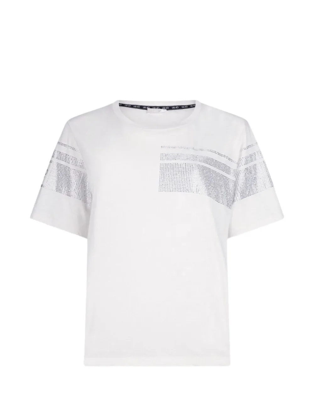 LIU JO rhinestone-embellished logo-tape T-shirt - Bianco