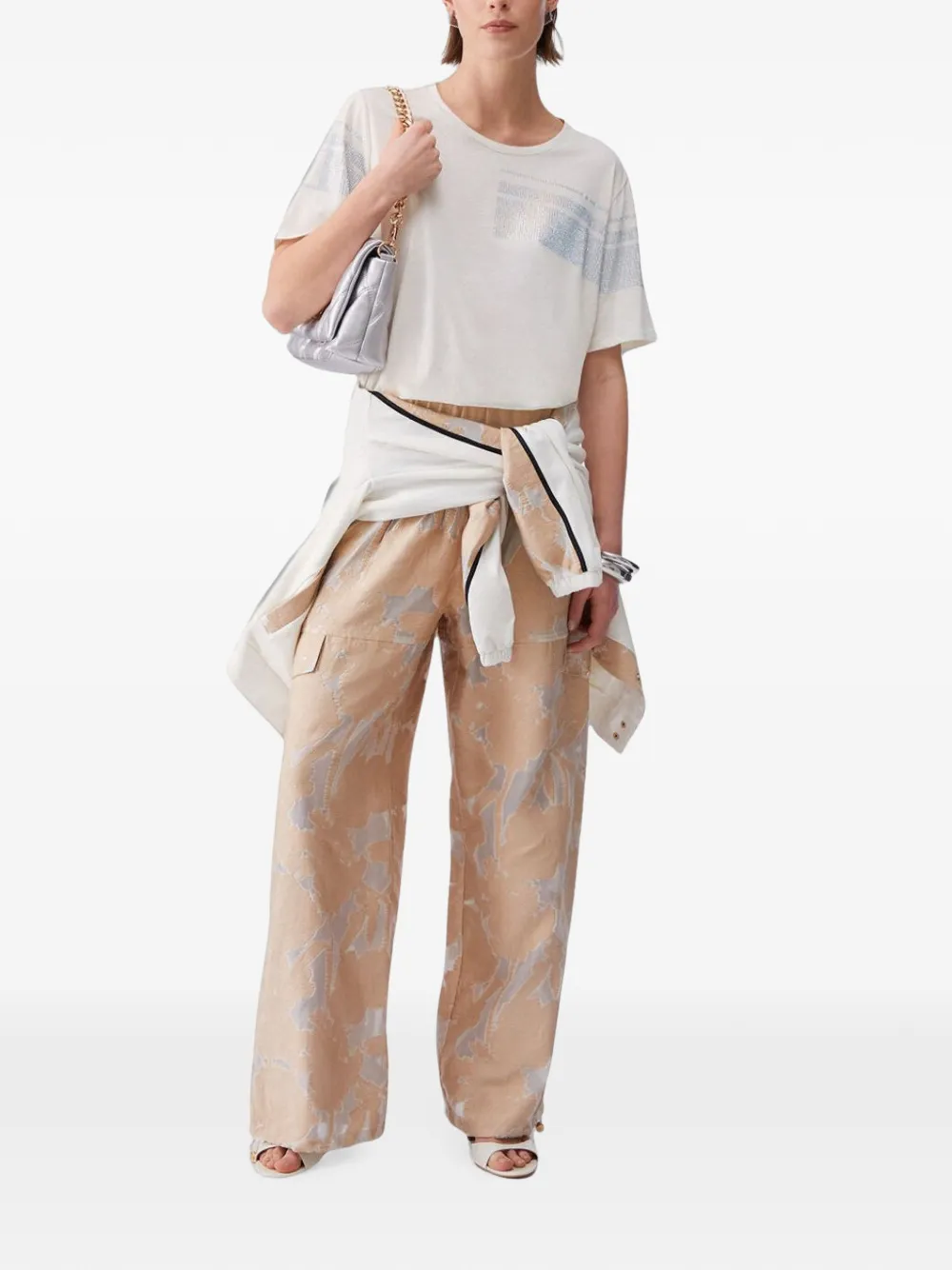 LIU JO T-shirt verfraaid met stras en logoband Wit