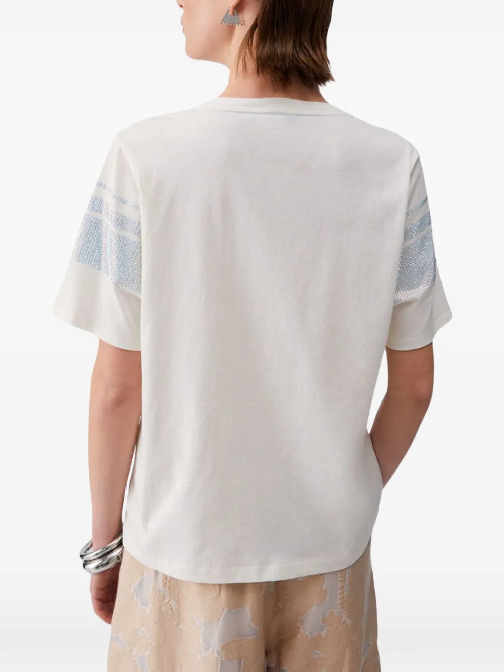 LIU JO T-shirt verfraaid met stras en logoband Wit