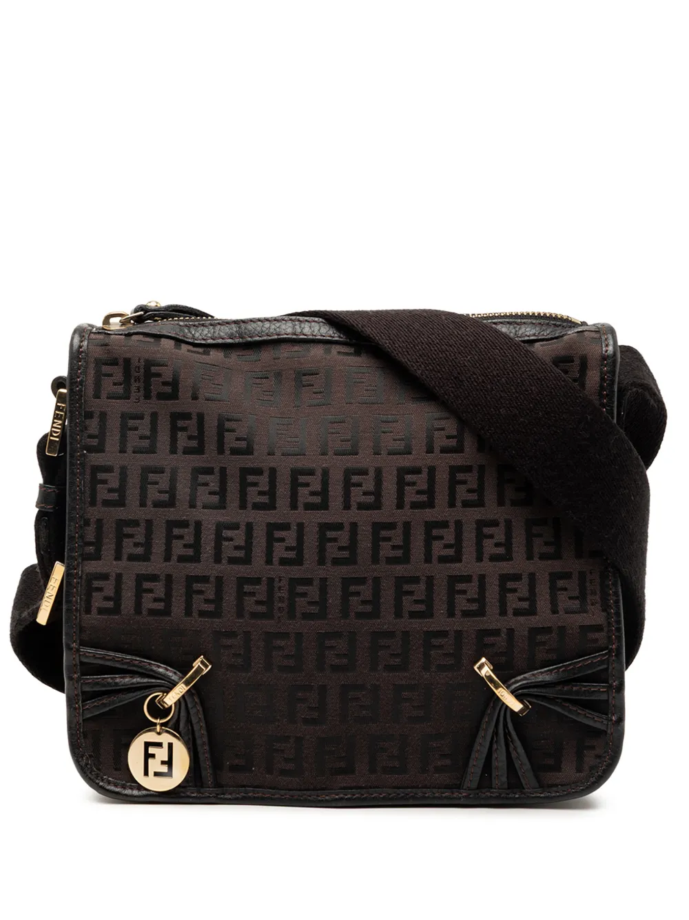 Fendi Pre-Owned 2000-2010 Small Zucchino Canvas F Charm crossbody bag - Brown