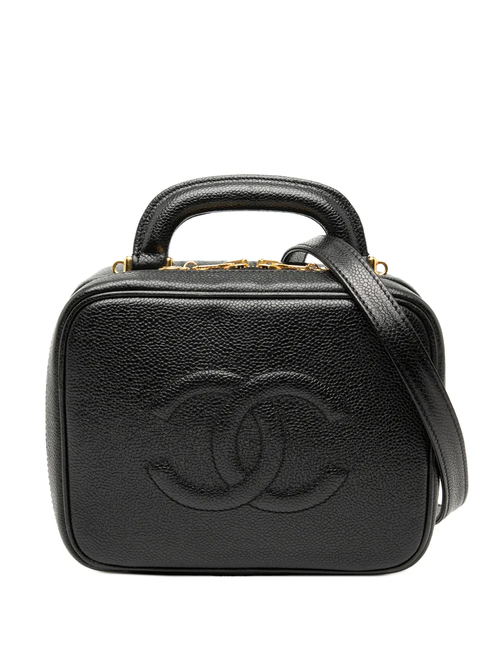 CHANEL Pre-Owned 1997-1999 CC Caviar Vanity Case satchel - Black