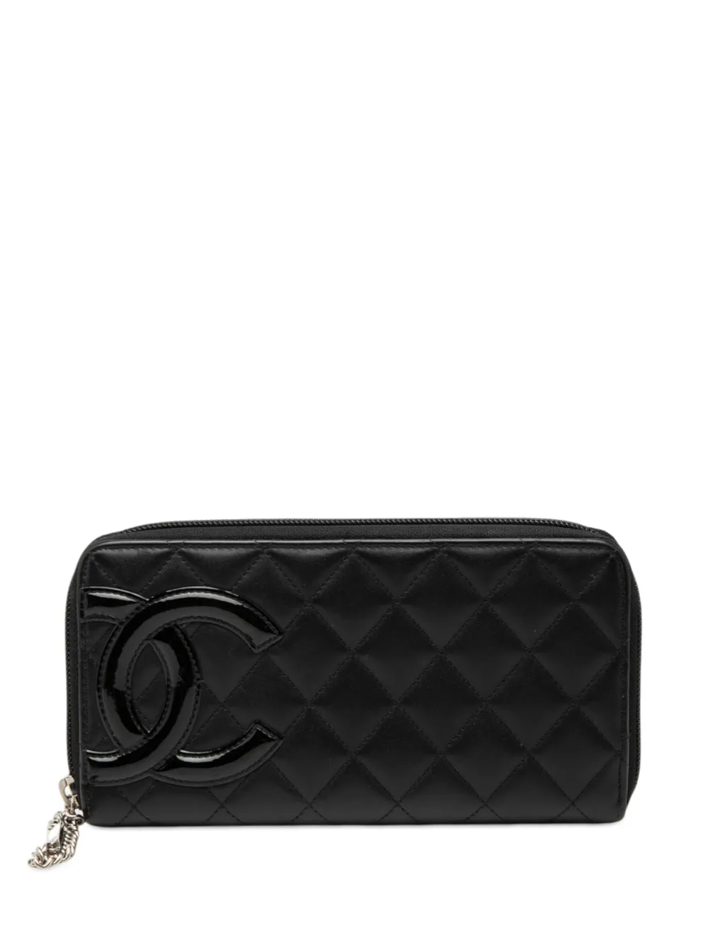 CHANEL Pre-Owned 2014-2015 Quilted Lambskin Cambon Ligne Zippy Wallet long wallets - Nero