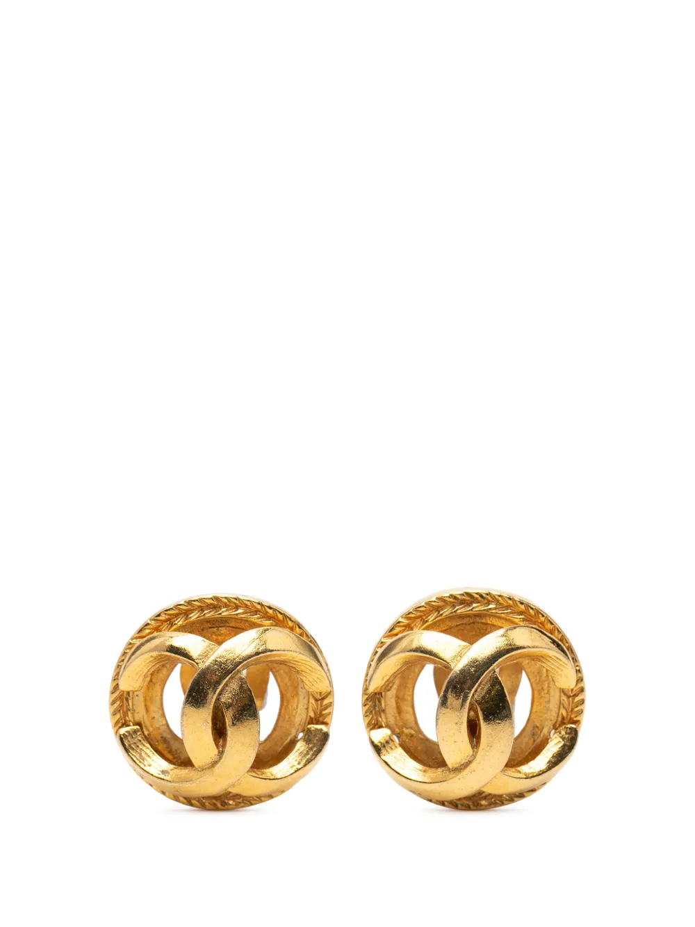 CHANEL Pre-Owned 1970-1980 CC Gold Plated Round Clip on Earrings costume earrings - Oro