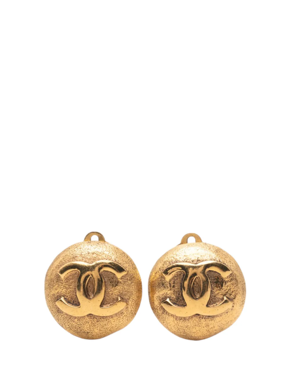 CHANEL Pre-Owned 1980-1990 CC Gold Plated Button Clip On Earrings costume earrings - Oro