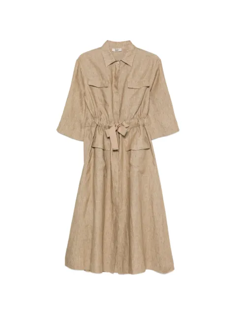 Herno belted linen midi dress