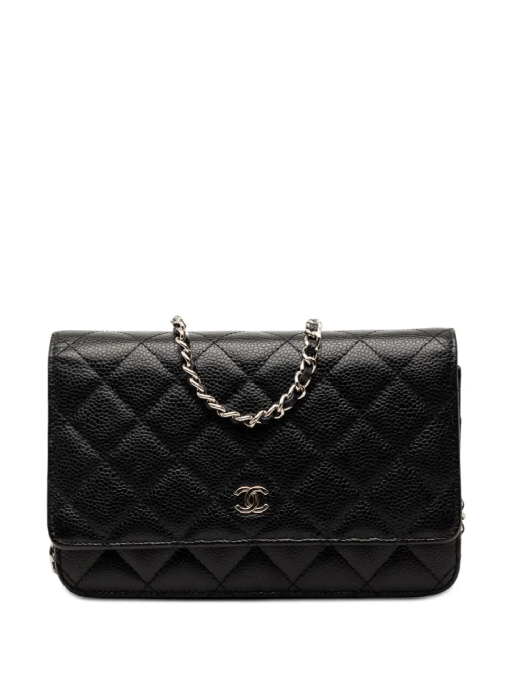 CHANEL Pre-Owned 2019 CC Quilted Caviar Wallet on Chain crossbody bag - Nero