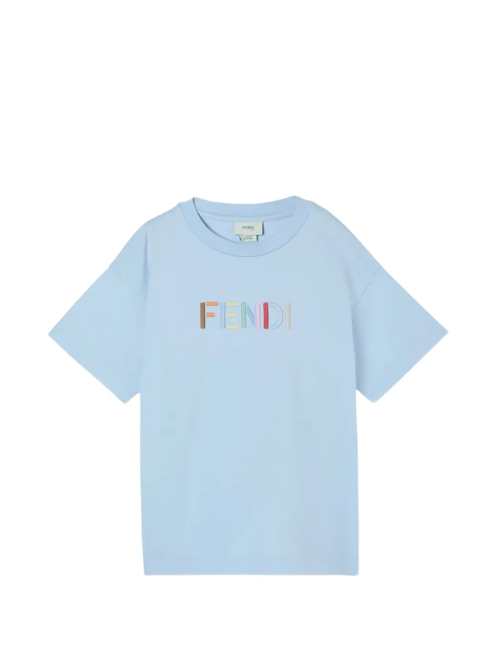 Fendi Kids logo-embroidered T-shirt - Blu