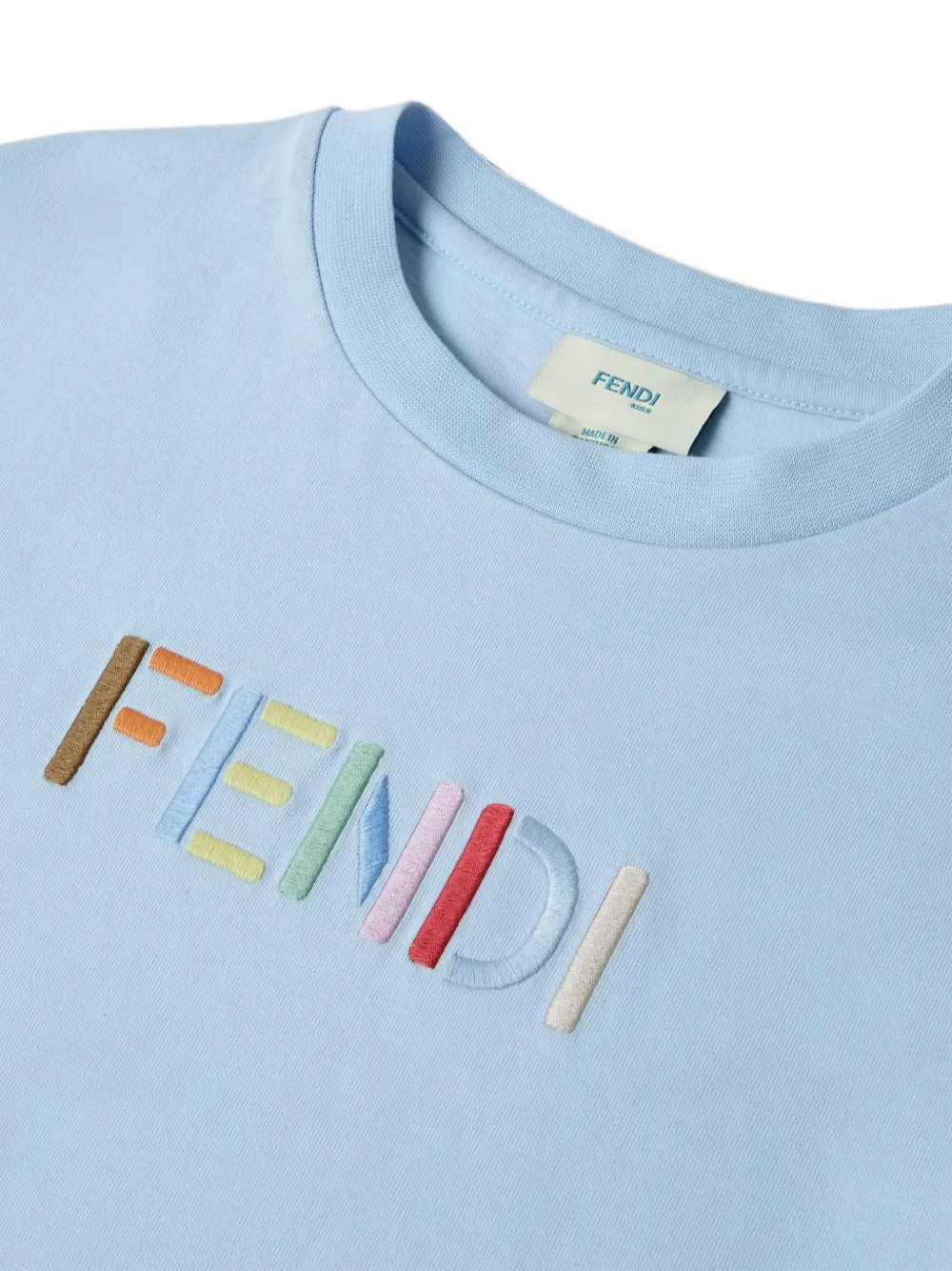 Fendi Kids T-shirt met geborduurd logo Blauw