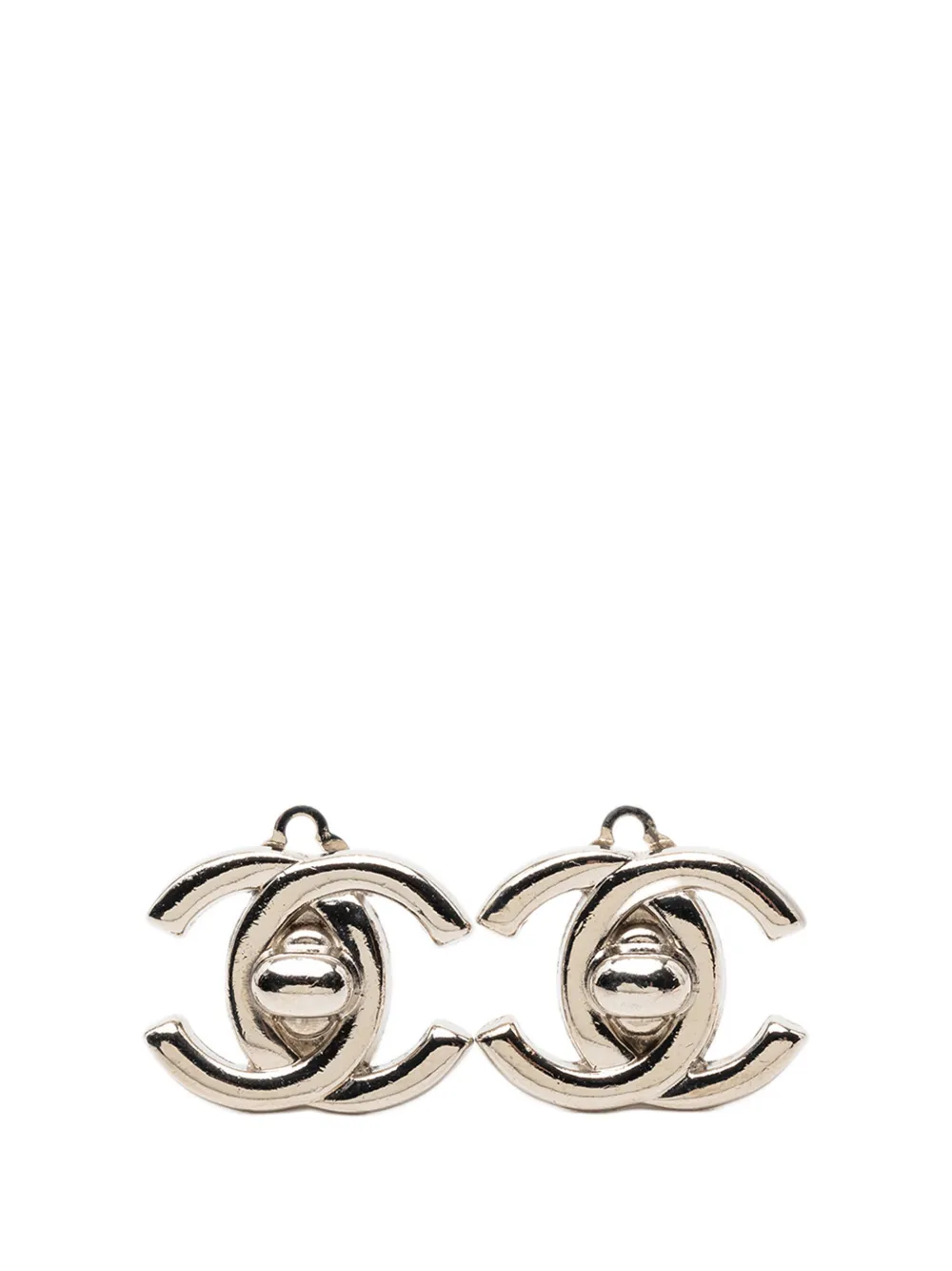 CHANEL Pre-Owned 1980-1990 Silver Plated CC Turnlock Clip On Earrings costume earrings - Argento