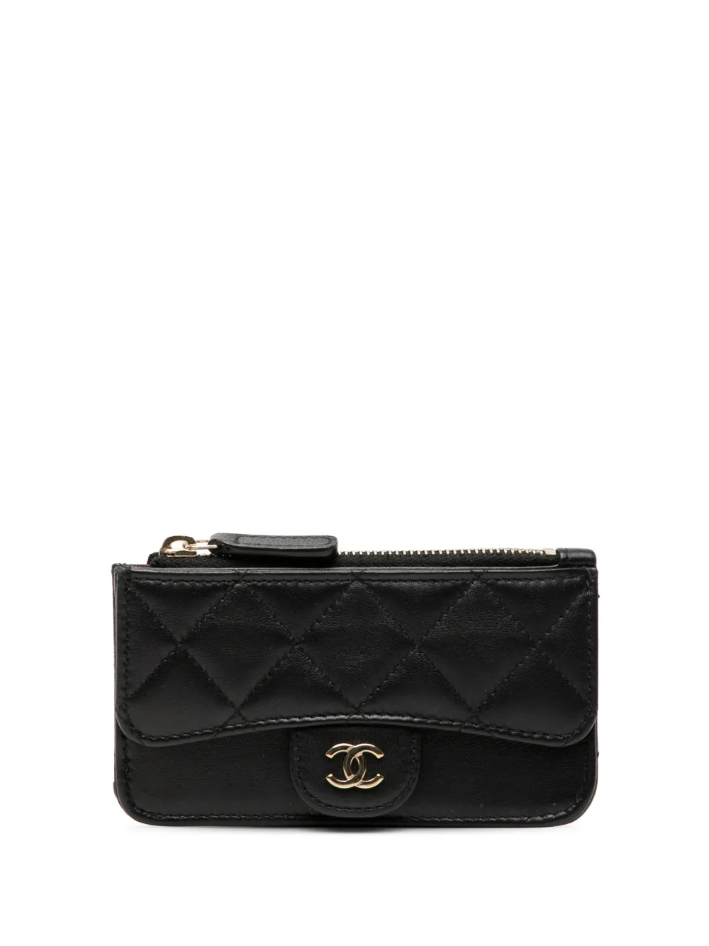 CHANEL Pre-Owned 2021-2025 CC Quilted Lambskin Classic Zipped card holder - Nero