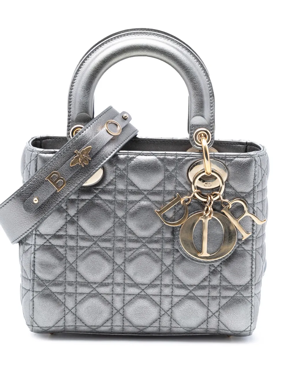 Christian Dior Pre-Owned 2019 Small Metallic Lambskin Cannage My ABCDior Lady Dior satchel - Grau