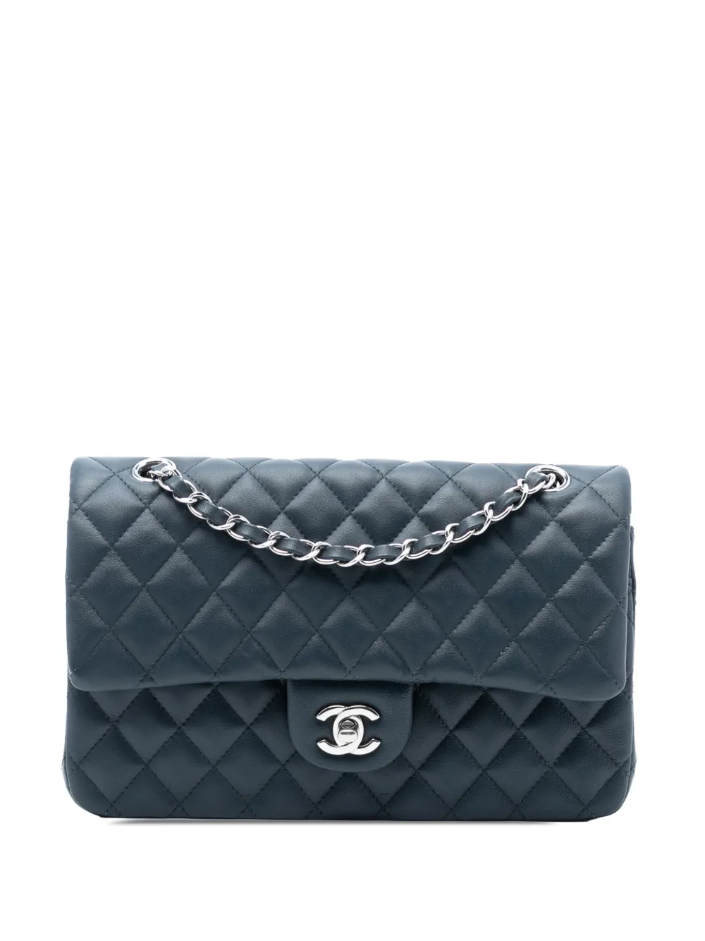 CHANEL Pre-Owned 2018-2019 Medium Classic Lambskin Double Flap shoulder bag - Blu