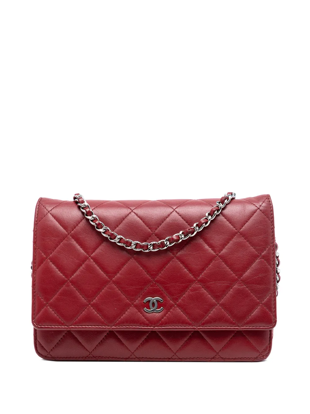 CHANEL Pre-Owned 2010-2011 CC Quilted Lambskin Wallet on Chain crossbody bag - Rosso