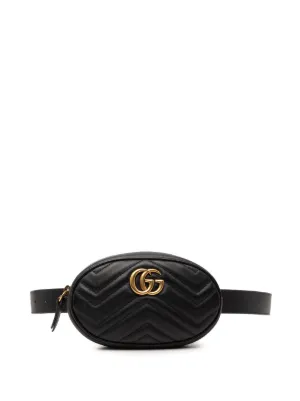 GUCCI　ベルトバッグ　グッチ　GGマーモント　ベルベット Gucci Pre-Owned GGマーモント ベルトバッグ | ブラック | FARFETCH JP