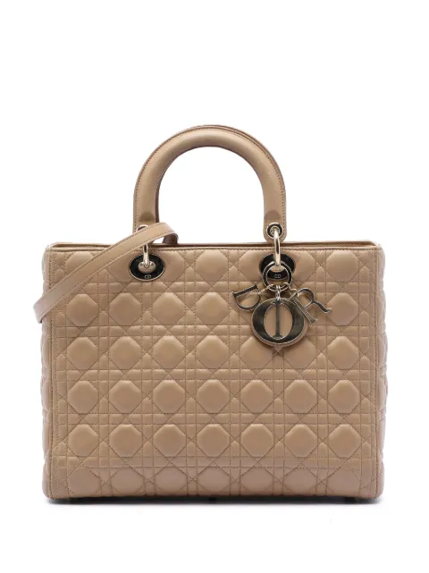 Christian Dior Pre-Owned bolsa satchel Lady Dior Cannage mediana de piel de cordero 2013