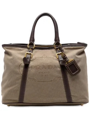 Prada Pre-Owned 2013-2026 Canvas Canapa Logo Tote Bag | Brown
