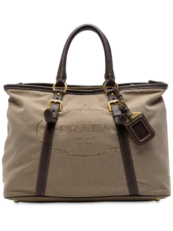 Prada Pre-Owned 2013-2025 キャンバス カナパ ロゴ サッチェルバッグ