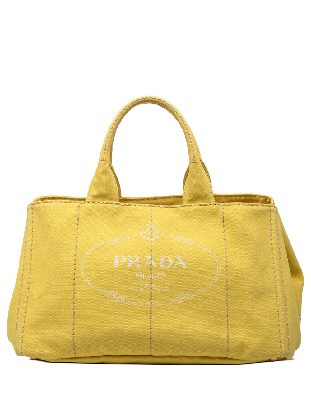 Prada Pre-Owned 2013-2026 Large Canvas Canapa Logo satchel - Yellow