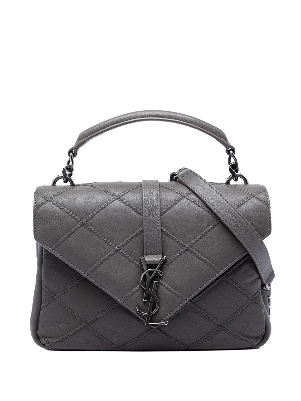 Saint Laurent Pre-Owned 2017 Medium Quilted Diamond Calfskin Monogram College satchel - Grau