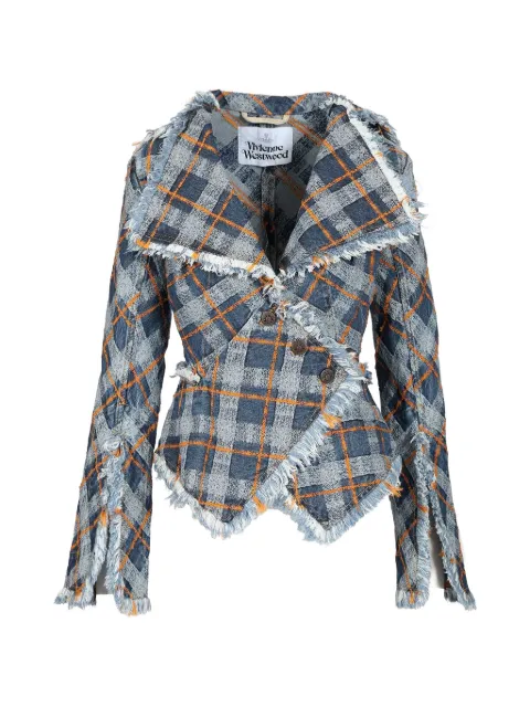 Vivienne Westwood fringed-check cotton jacket