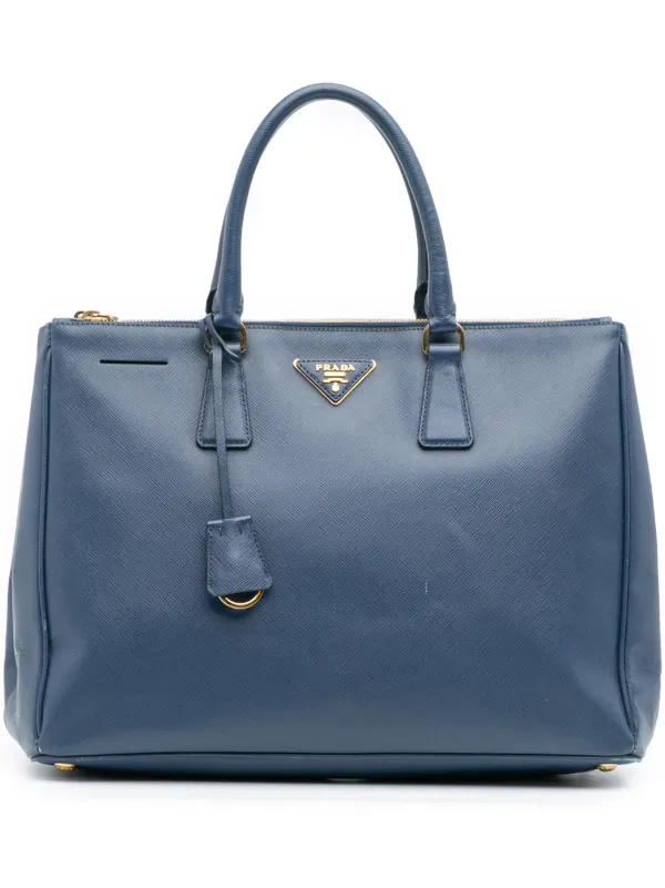 Prada Pre-owned 2010-2025 Large Saffiano Lux Galleria Double Zip Tote Bag in Blue