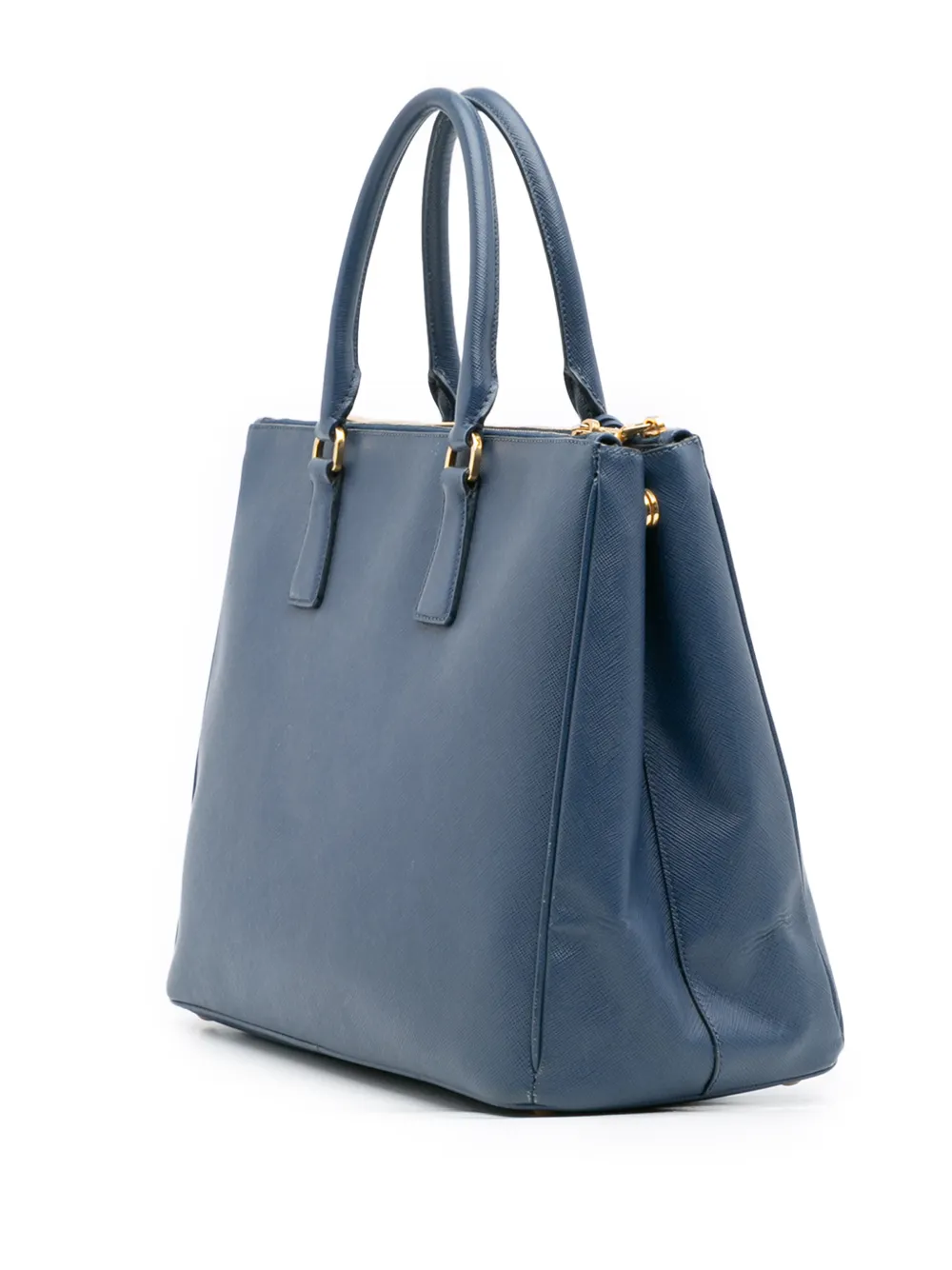 Prada Pre-owned 2010-2025 Large Saffiano Lux Galleria Double Zip Tote Bag in Blue, view 3