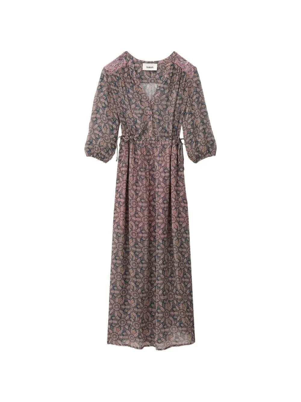 Ba&Sh floral-print drawstring-waist midi dress - Blu
