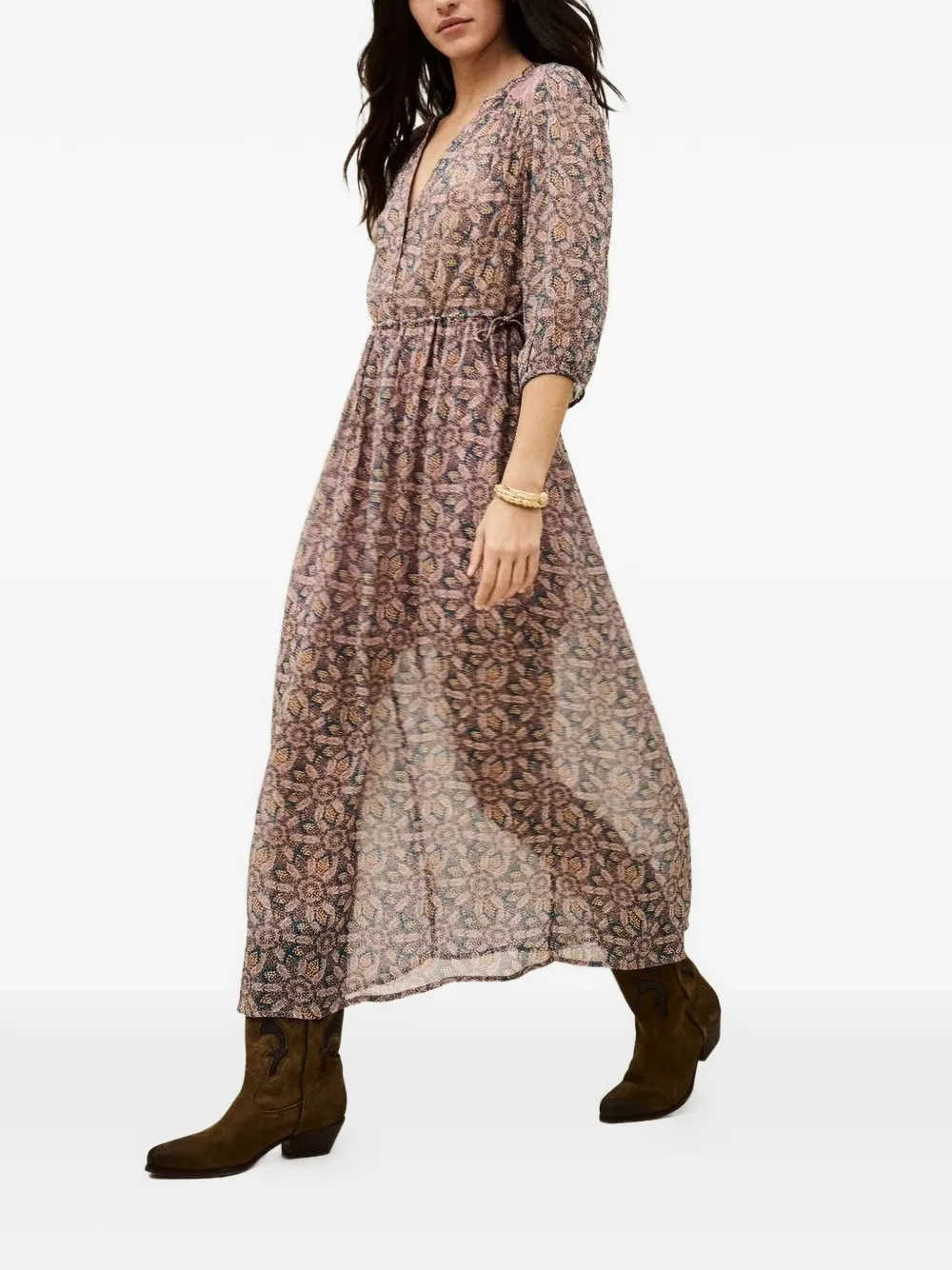  Ba&sh Vestido Midi Con Estampado Floral - Azul 