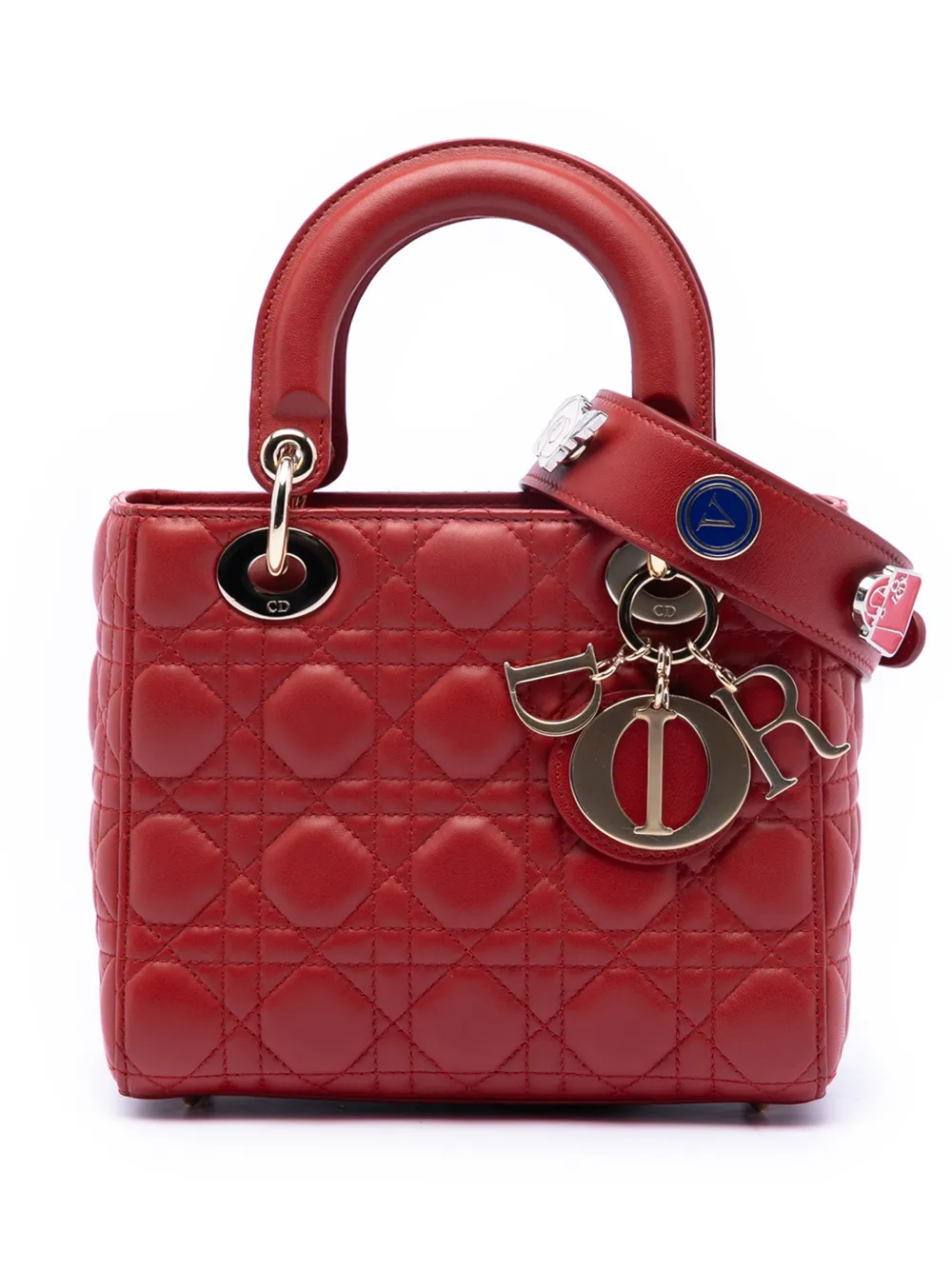 Christian Dior Pre-Owned 2017 Small Lambskin Cannage My ABCDior Lady Dior satchel - Rosso