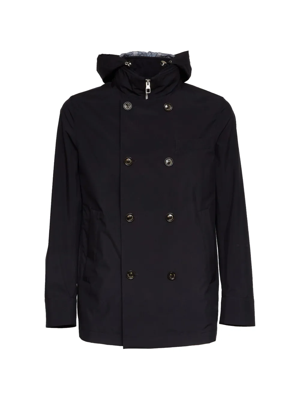 Montecore double-breasted hooded coat - Schwarz