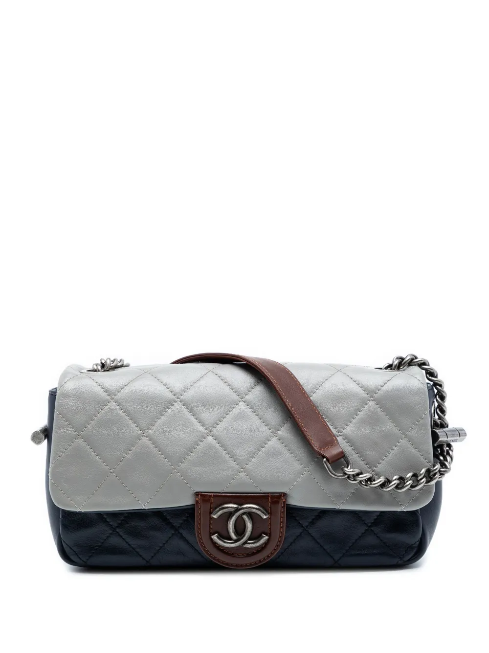 CHANEL Pre-Owned 2012 Medium Quilted Tricolor Lambskin Country Chic Flap shoulder bag - Blu
