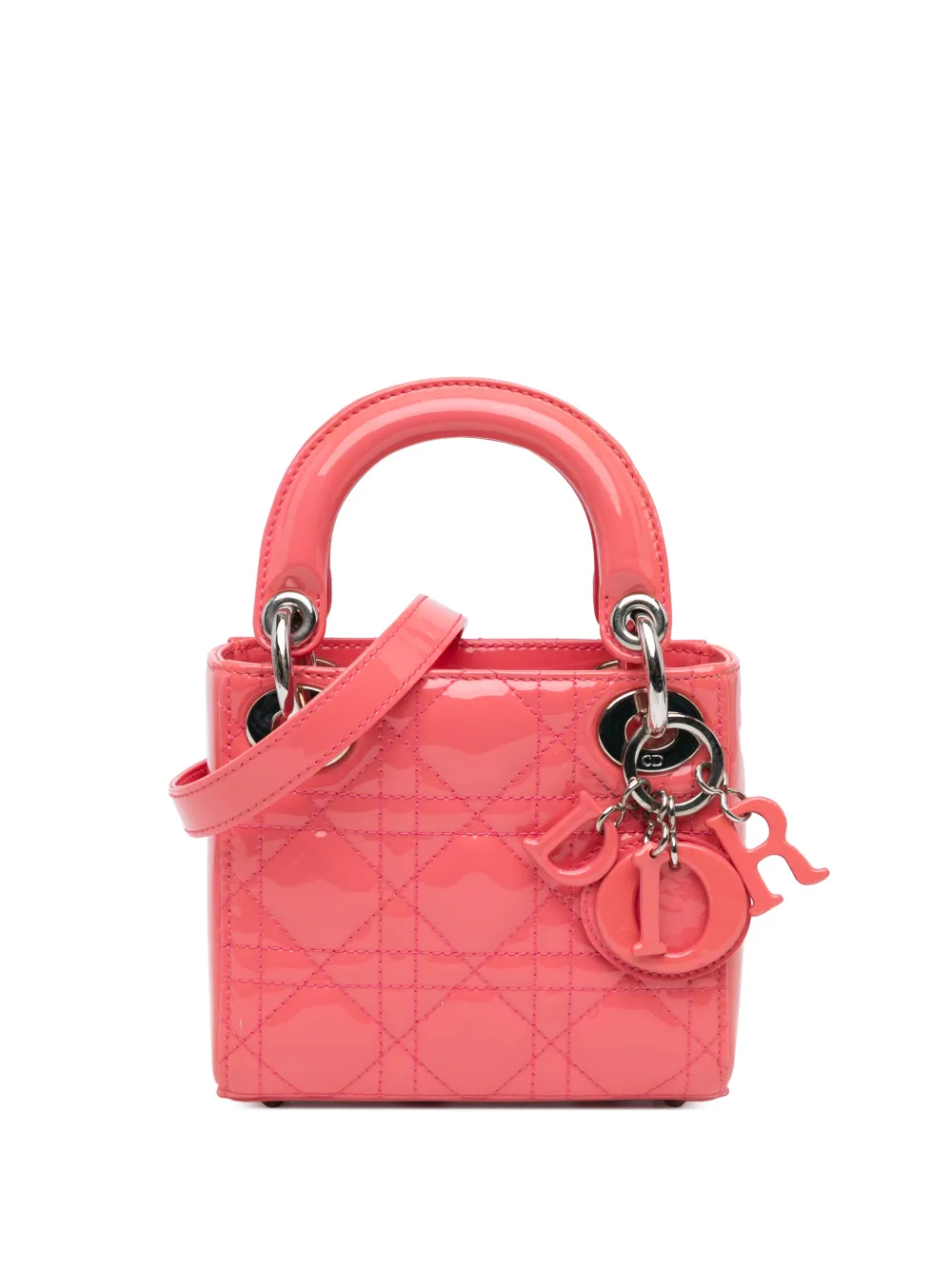 Christian Dior Pre-Owned 2016 Micro Patent Cannage Lady Dior satchel - Rosa